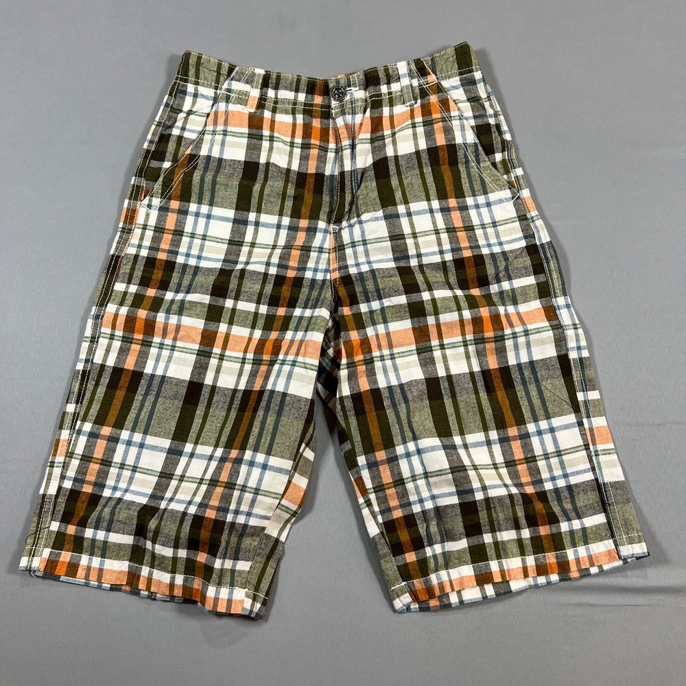 Route 66 Bermuda Shorts Boys 16 Multicolor Cotton Plaid Flat Front Mid Rise